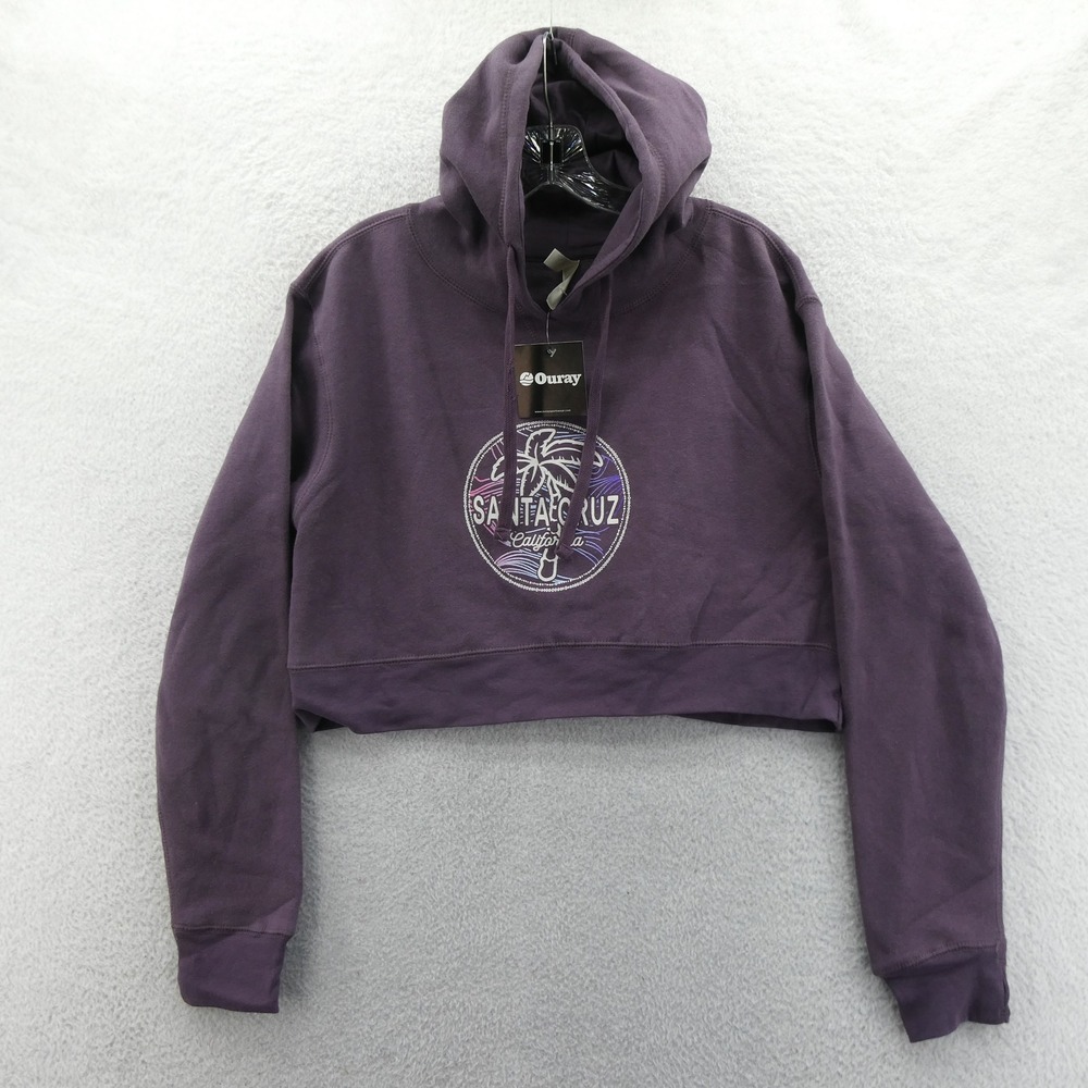 Ouray Hoodie Women Medium Santa Cruz California Purple Cropped Fleece Sweatshirt